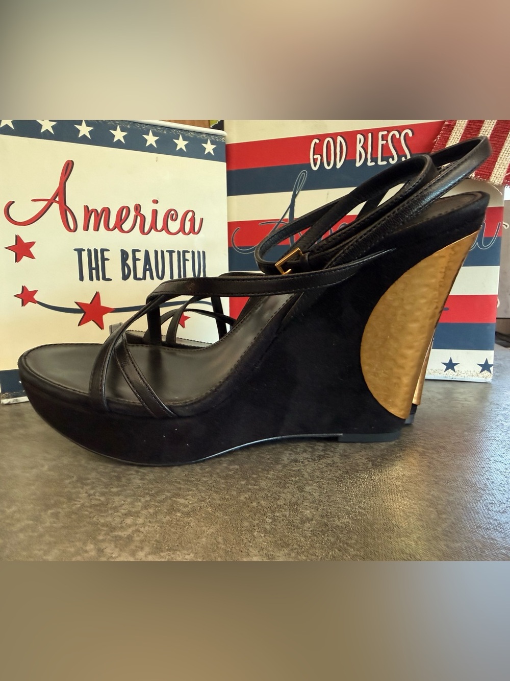 Tory Burch Patos Wedge Sandals in Black, sz. 7.5, BRAND NEW! - Picture 3 of 12